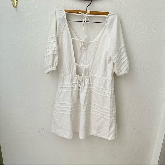 7 for all Mankind White Tie Back Babydoll 1/2 puff sleeve Dress Small - Picture 6 of 8